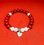Red Turquoise and Clear Quartz Stretchy Bracelet