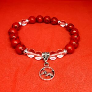 Red Turquoise and Clear Quartz Stretchy Bracelet