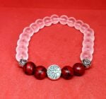 Red Turquoise and White Frosted Stretchy Bracelet