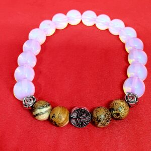 Moon Stone and Picture Stone Stretchy Bracelet
