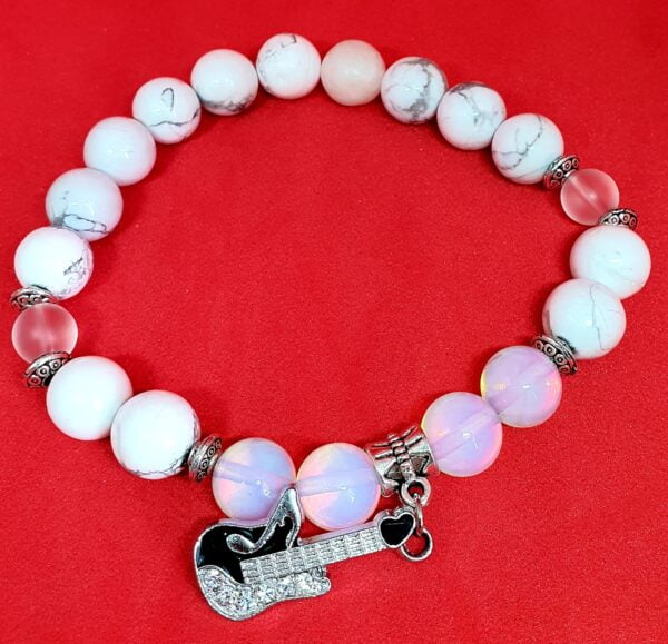 White How lite and Moon Stone Stretchy Bracelet
