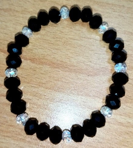 Black and Clear Crystals Stretchy Bracelet