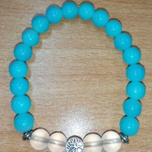 Blue Cat’s Eye and White Frosted Stretchy Bracelet