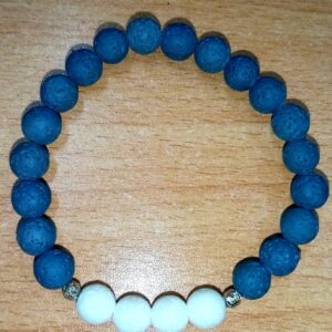 Blue and White Lava Stretchy Bracelet