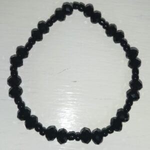 Black Crystals With Black Beads Stretchy Bracelet