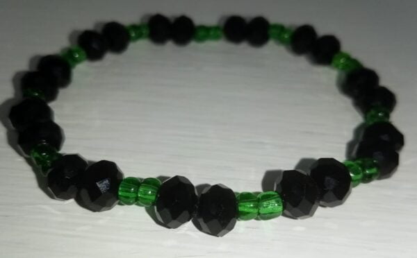 Black Crystals With Green Beads