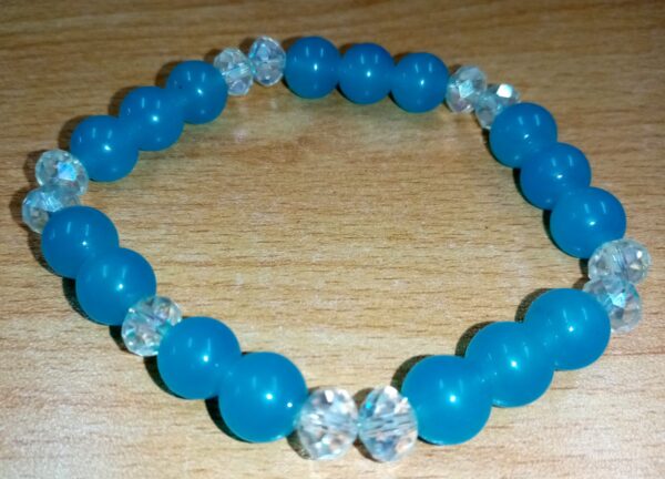 Blue Cat’s Eye and Clear Crystals Stretchy Bracelet