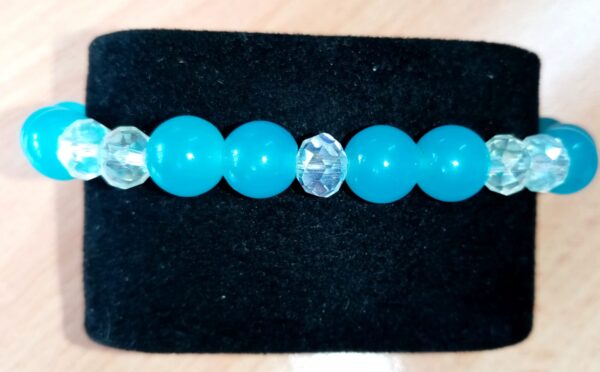 Blue Cat’s Eye and Clear Crystals Stretchy Bracelet
