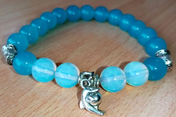 Blue Cat’s Eye and Moon Stone Stretchy Bracelet
