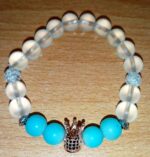 White Frosted and Blue Cat’s Eye Stretchy Bracelet