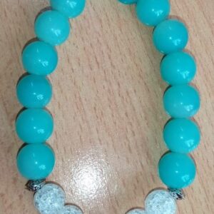 Blue Cat’s Eye and White Frosted Stretchy Bracelet