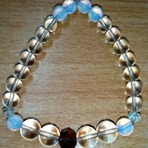 White Frosted and Moon Stone Stretchy Bracelet