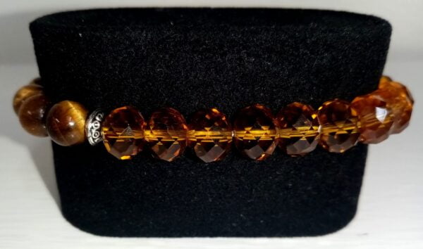 Gold Crystals and Tiger Eye Stretchy Bracelet