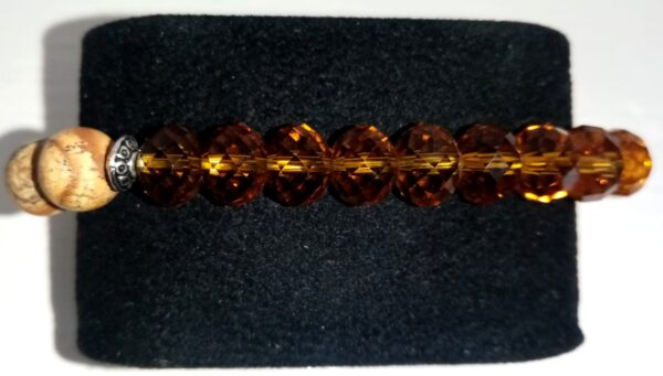 Picture Stone and Gold Crystals Stretchy Bracelet