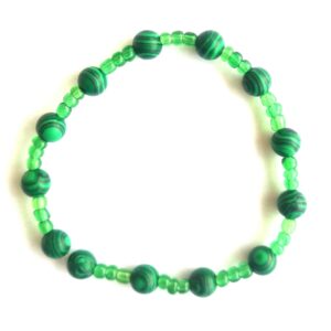 Green Malachite Stretchy Bracelet With Green Beads