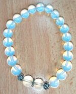 Moon Stone and White Frosted Stretchy Bracelet