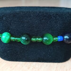 Black Crystals With Green Beads