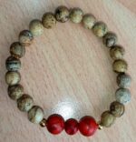 Picture Stone and Red Turquoise Stretchy Bracelet