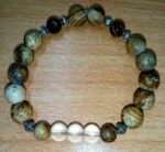 Picture Stone and White Frosted Stretchy Bracelet