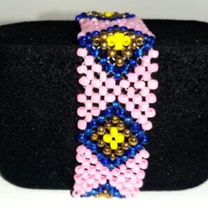 Pink Beaded Bracelet with Diamonds