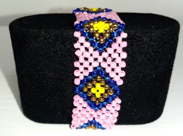 Pink Beaded Bracelet with Diamonds