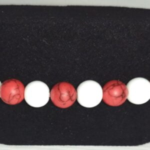 Red Turquoise and White Jade Stretchy Bracelet