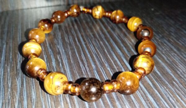 Tiger Eye Stretchy Bracelet With Brown Beads
