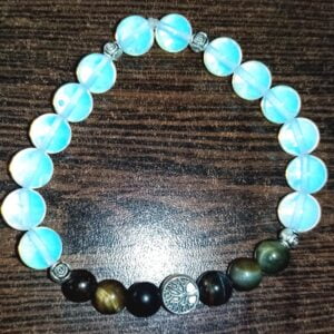 White Frosted and Mixed Tiger Eye Stretchy Bracelet