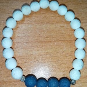 Blue and White Lava Stretchy Bracelet