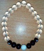 White Frosted and Matte Onyx Stretchy Bracelet