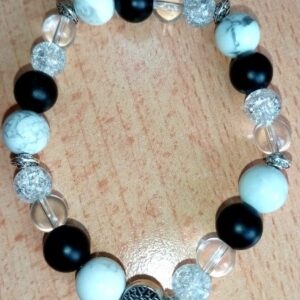White How lite and Map Stone Stretchy Bracelet