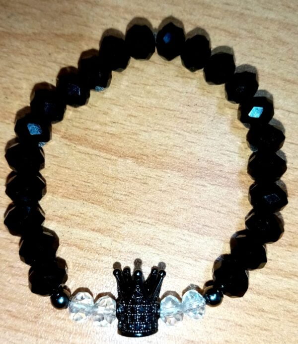Black and Clear Crystal Stretchy Bracelet