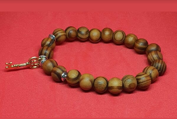 Brown Wood Beaded Stretchy Bracelet