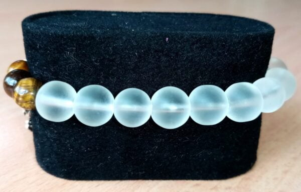 White Frosted and Tiger Eye Stretchy Bracelet