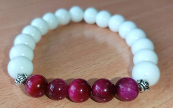 White Jade and Mixed Tiger Eye Stretchy Bracelet