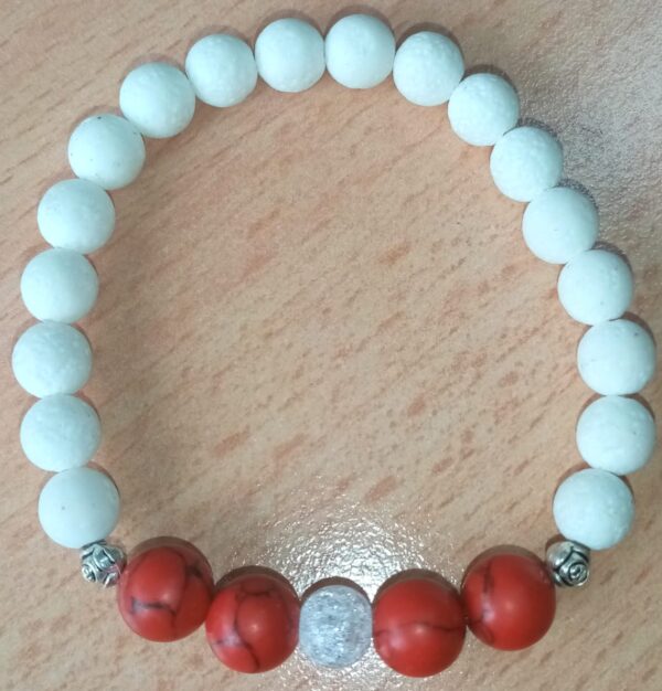 White Lava and Red Turquoise Stretchy Bracelet