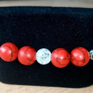 White Lava and Red Turquoise Stretchy Bracelet